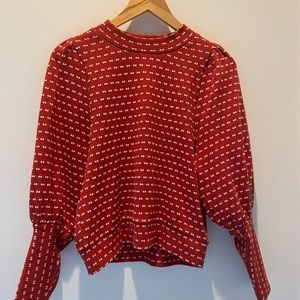 Madewell Mockneck Dotted Puff Sleeve Sweater